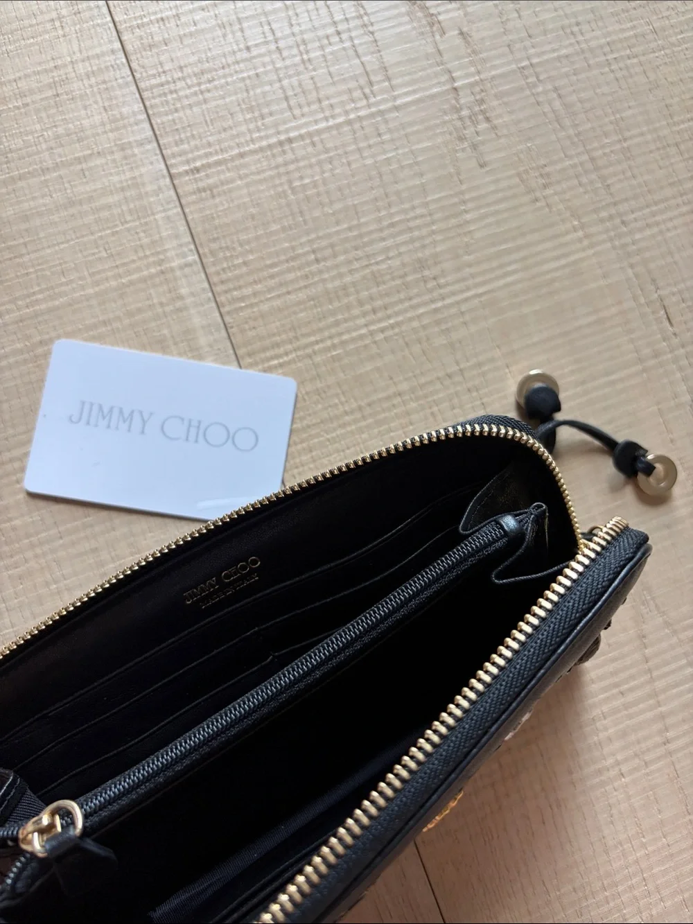 NEW Jimmy Choo Black Zodiac Charm Wallet